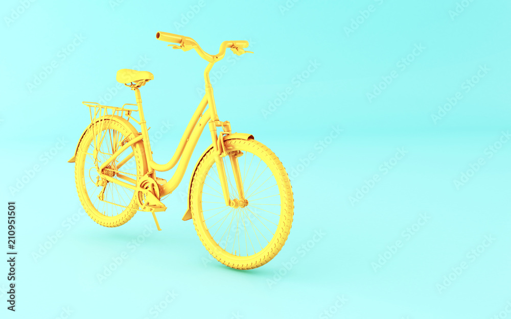 Fototapeta premium 3d Yellow bicycle.