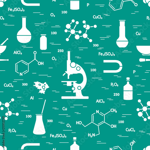 Seamless pattern: scientific, education elements.
