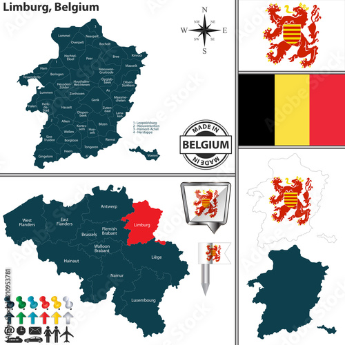 Map of Limburg, Belgium
