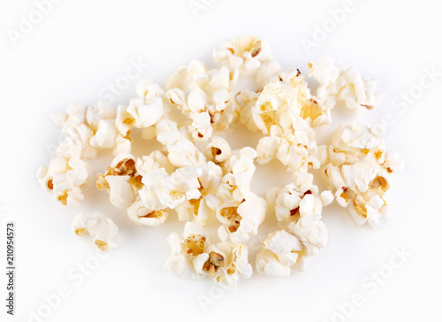 Popcorn border isolated on white. Film. Fast food. Corn