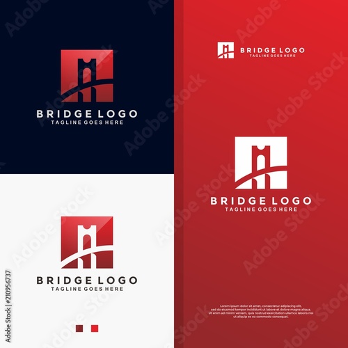 Simple red bridge logo design