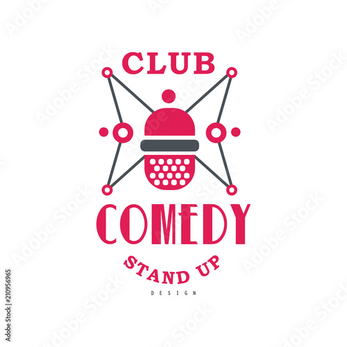 Comedy club stand up show emblem design vector Illustration on a white background
