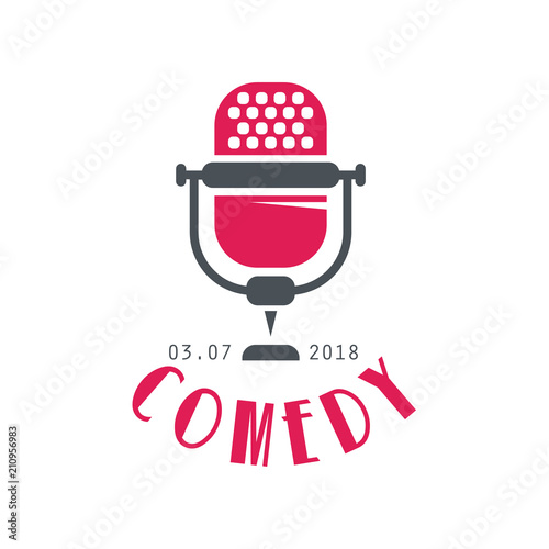 Comedy logo, design element for comedy show poster with date vector Illustration on a white background