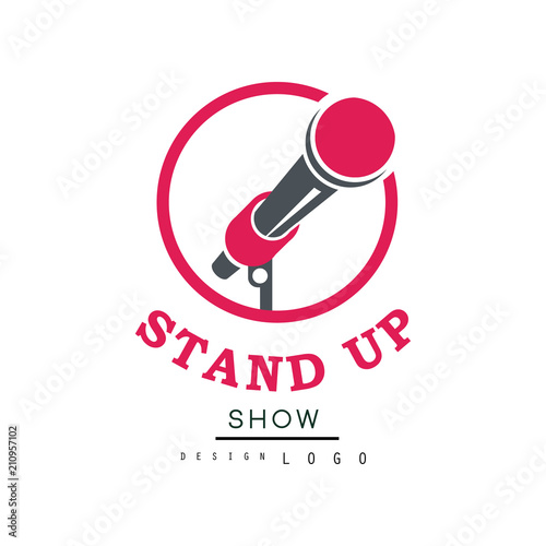 Stand up show logo design, comedy club emblem vector Illustration on a white background