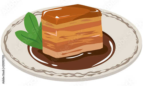 豚の角煮（ラフテー）のイメージイラスト