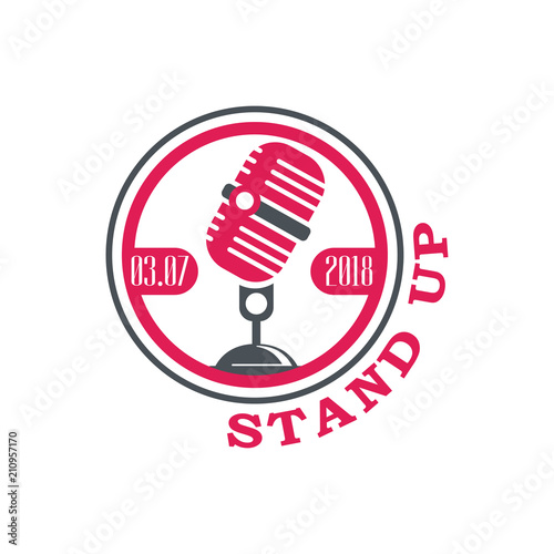 Stand up comedy show sign with date vector Illustration on a white background
