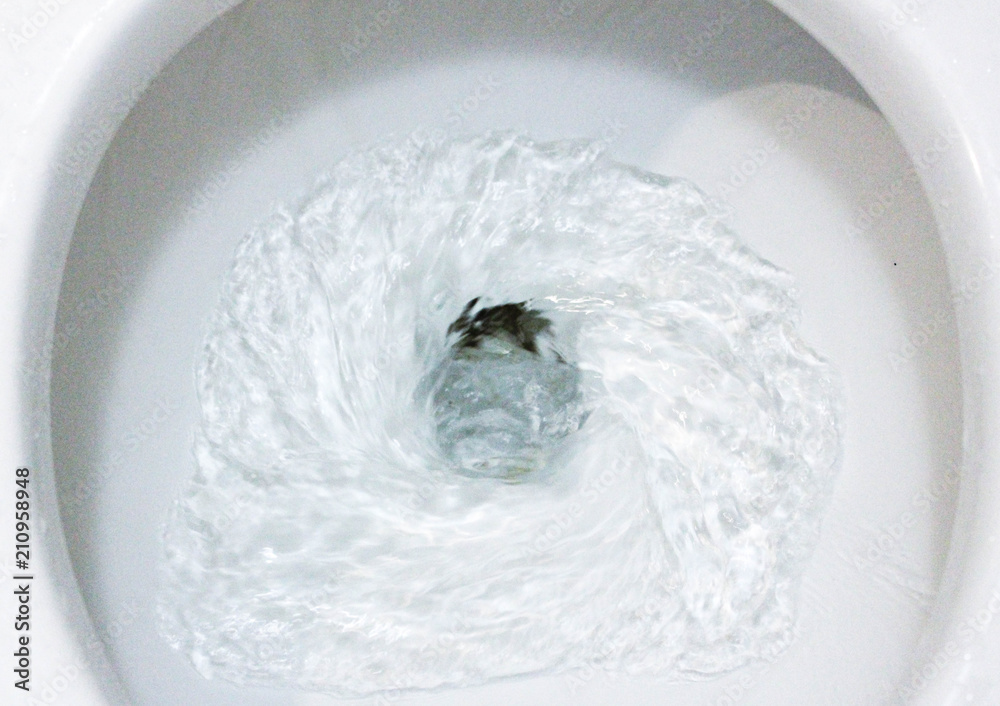 selective focus close up flushing toilet bowl for sanitary, Toilet