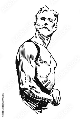 heavily muscled Man #vector #isolated - mit Muskeln bepackter Mann