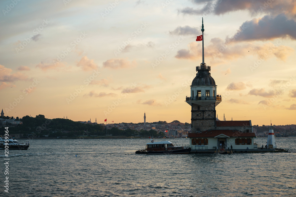 Maiden's Tower Kiz Kulesi in Istanbul. 