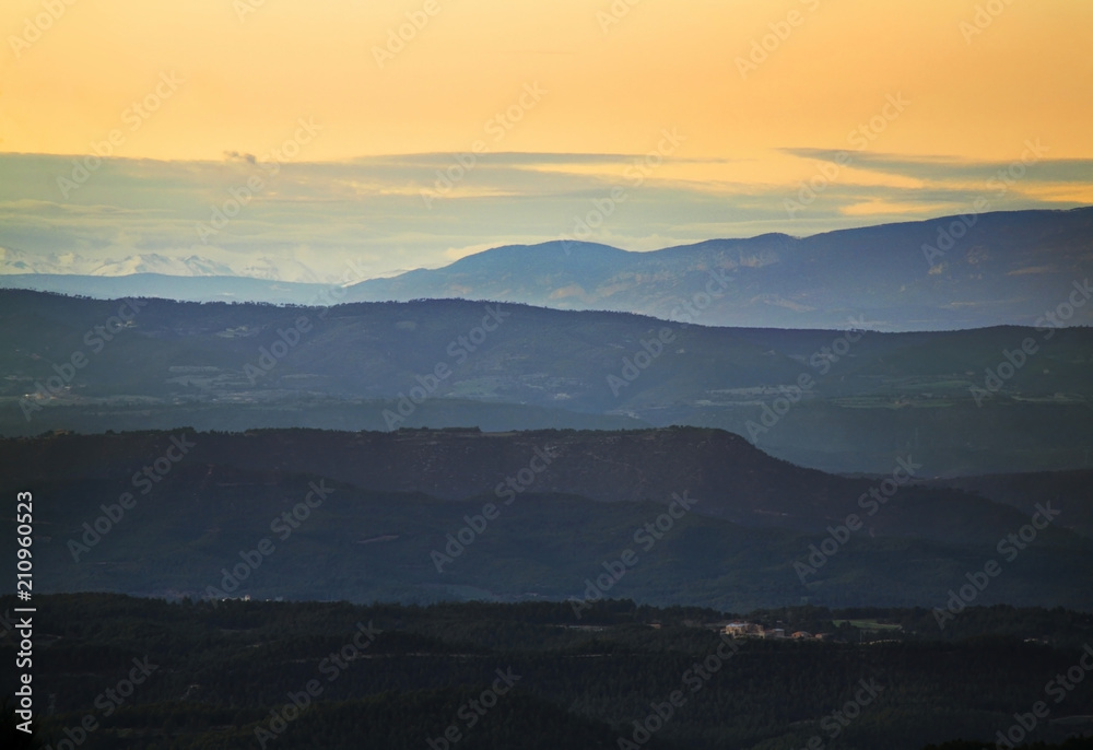 View from mountain of Montserrat near Barcelona. Spain