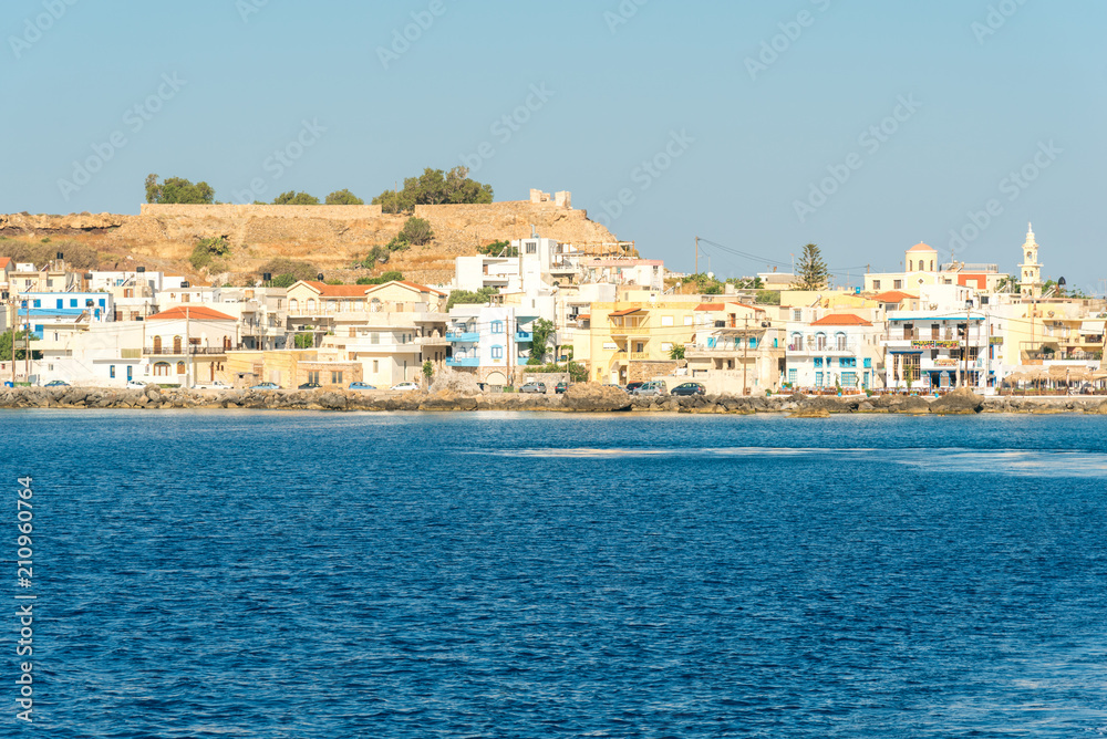 View to Paleochora from sea with the burg on top of the hill View to Paleochora from sea with the burg on top of the hill