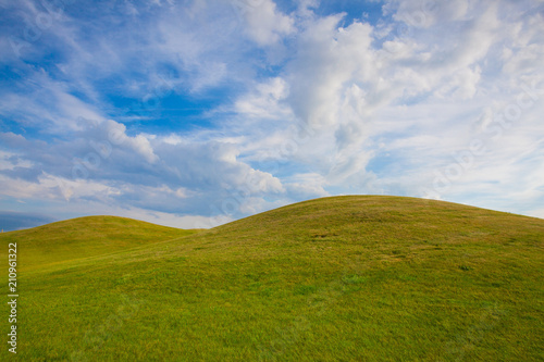 Golf course with blue sky