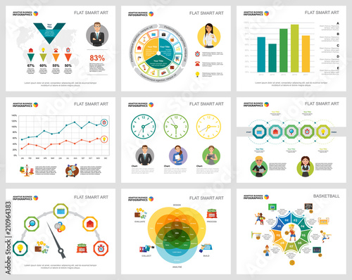 Colorful basketball and finance concept infographic charts set. Business design elements for presentation slide templates. For corporate report, advertising, leaflet layout and poster design.