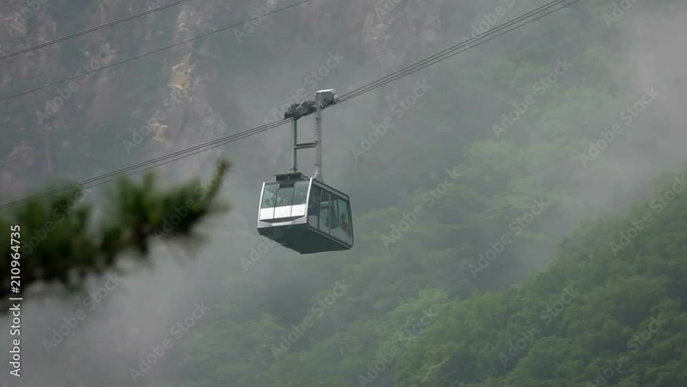 Cable Car Riding in Cloudy Weather at Seoraksan National Park, South Korea Cable Car Riding in Cloudy Weather at Seoraksan National Park, South Korea