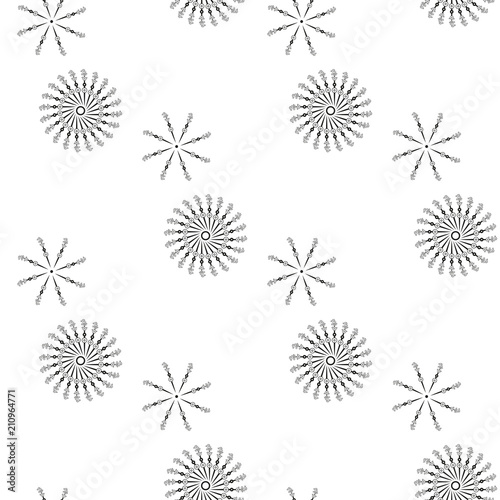 Beautiful seamless pattern with snowflake circle. Vector illustration. Winter background for Christmas or New Year design. Winter motifs