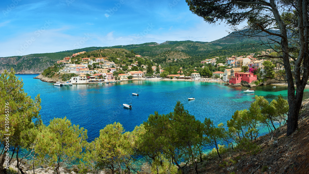 The harbor of Assos in Kefalonia, Ionian Islands, Greece 
