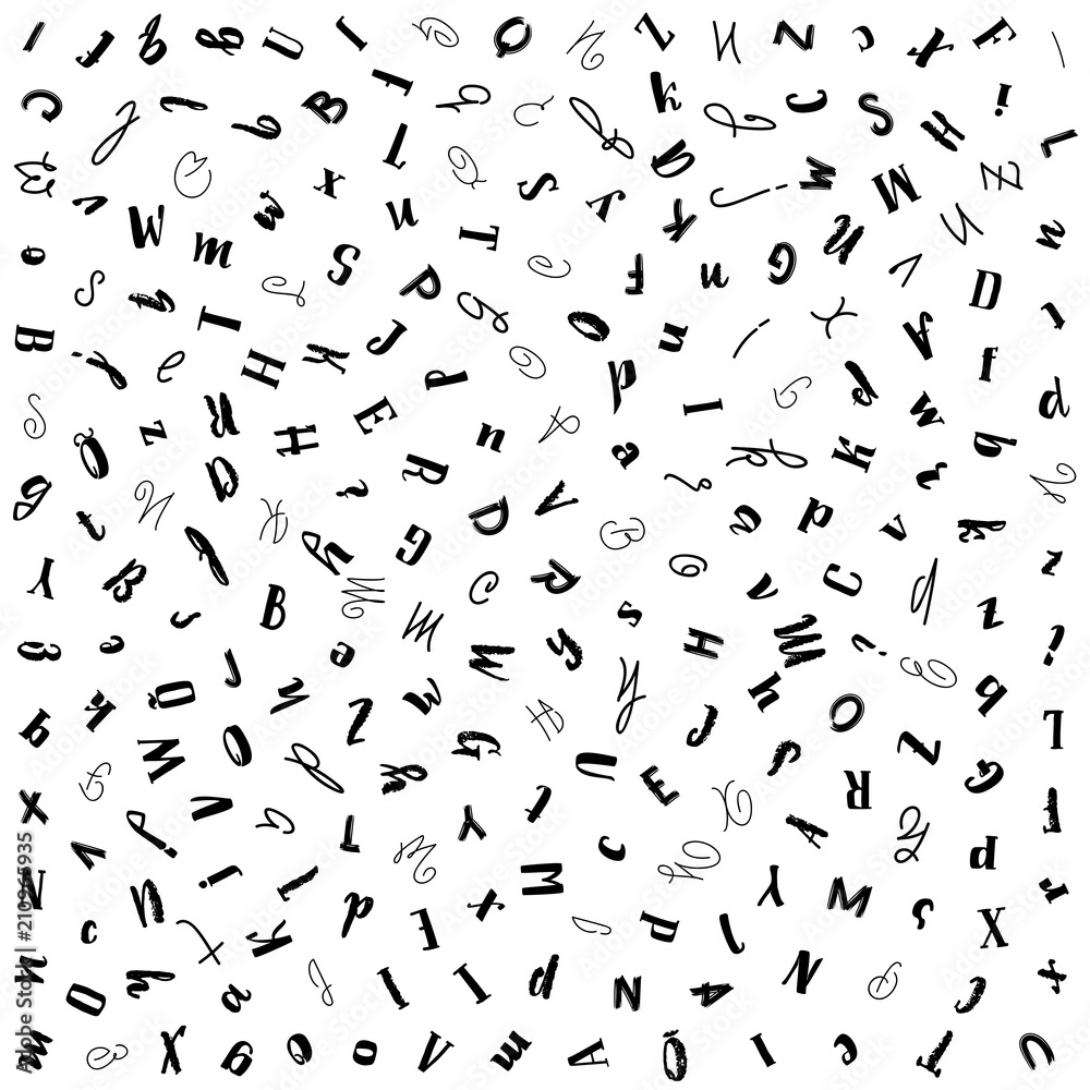 Vector seamless pattern with letters of the alphabet in random order on