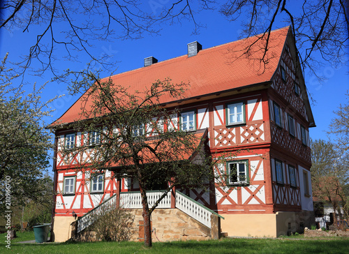 Pfarrhaus von 1707 in Gärtenroth, Burgkunstadt, Landkreis Lichtenfels, Oberfranken, Bayern, Deutschland