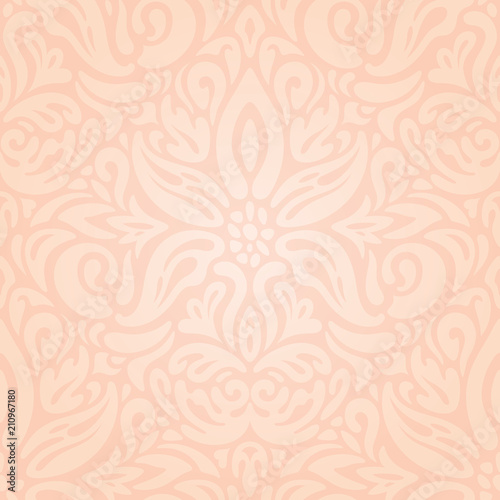 Wedding floral Pale ecru pale peach decorative vector vintage pattern fashion wallpaper design 