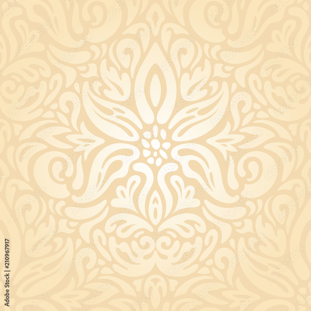 Fototapeta premium Bridal Retro wedding pale peach ecru invitation background design in vintage style