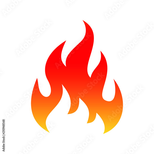 Fire Flame Symbol. Colorful Icon Isolated On White Background. Fire Flame  Silhouette. Simple Sign. Vector Illustration. Stock Vector | Adobe Stock