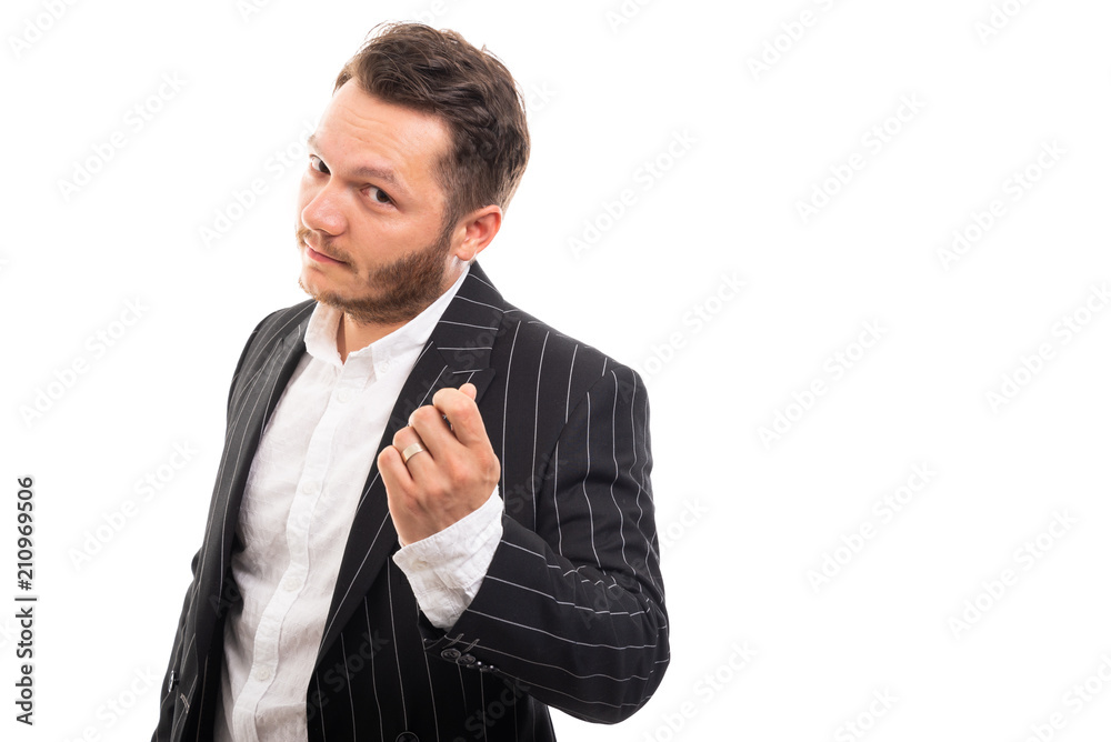 Portrait of business man showing money gesture. Portrait of business man showing money gesture.