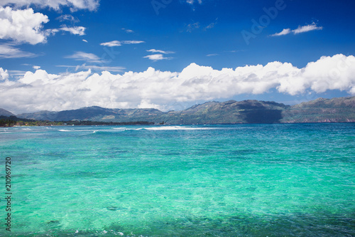 Caribbean sea surface summer wave background.