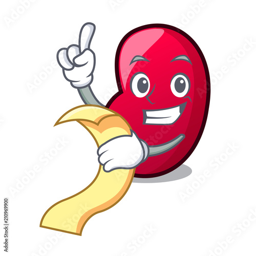 With menu jelly bean mascot cartoon