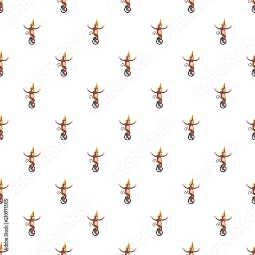Circus monkey pattern seamless repeat in cartoon style vector illustration © ylivdesign
