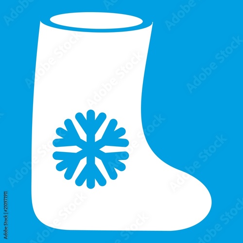 Felt boots icon white isolated on blue background vector illustration