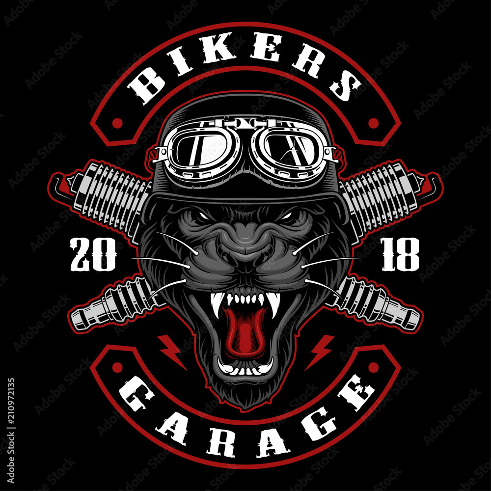 Fototapeta premium Panther biker with spark plugs.