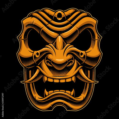 Samurai warrior mask (color version)