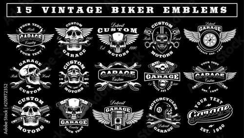 Fotografia Set of Vintage Biker Emblems