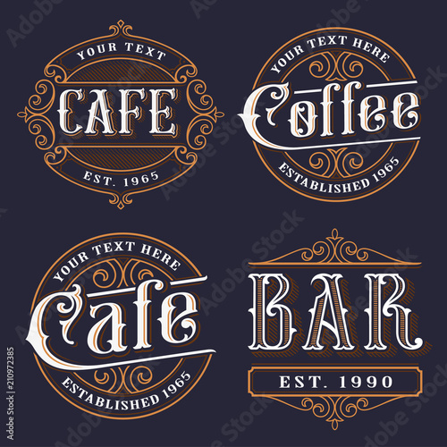 Set of vintage emblems for the catering.