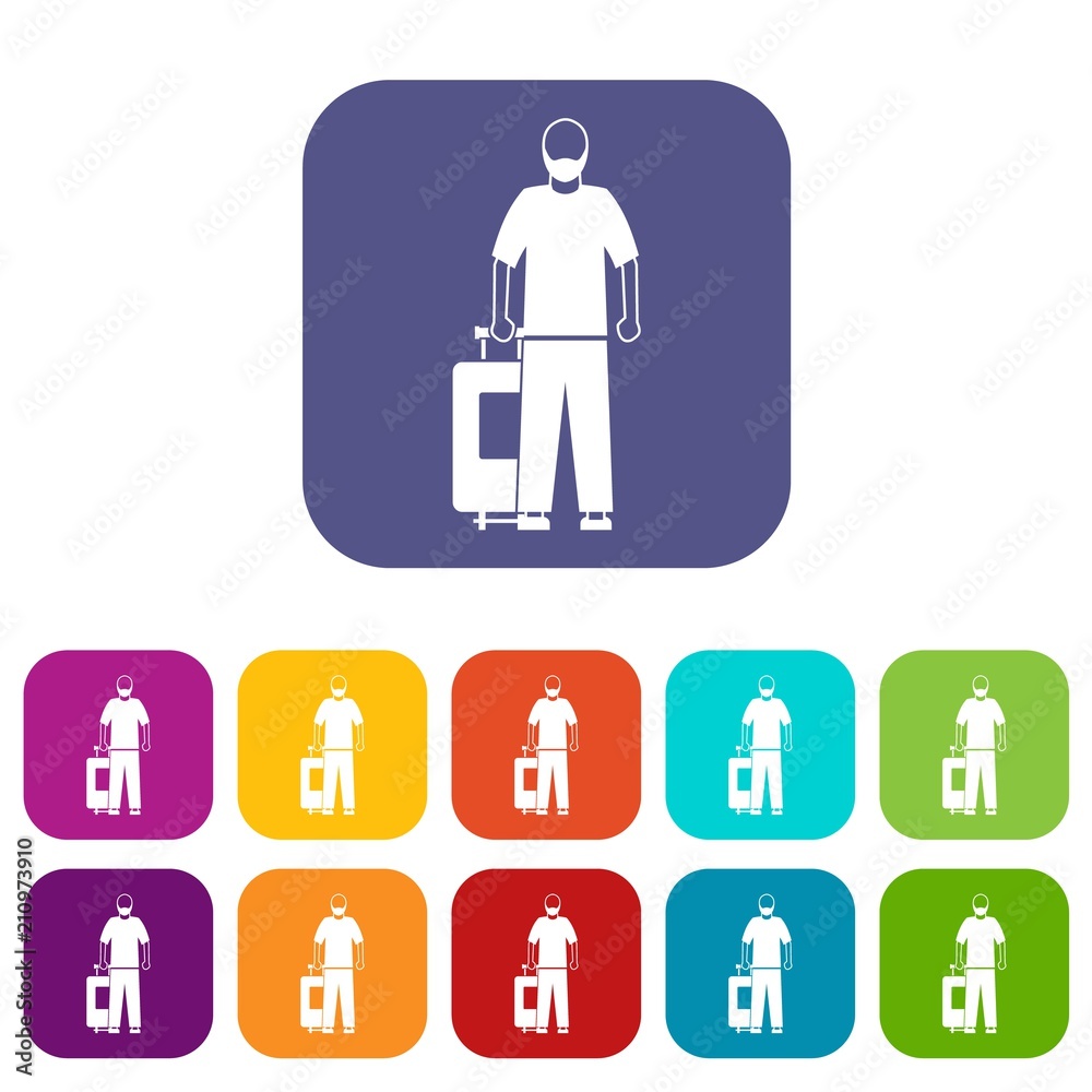 Arabic man icons set vector illustration in flat style in colors red, blue, green, and other Arabic man icons set vector illustration in flat style in colors red, blue, green, and other
