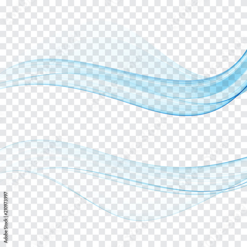 Modern abstract transparent futuristic web swoosh wave collection. Three blue transparent isolated separate lines layout. Vector illustration photo