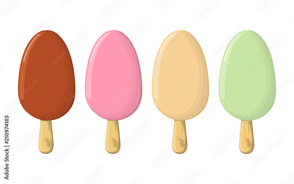 Set of Ice Cream Cartoon Icon. Summer Sundae Logo and Label for Ice Cream Shop. Vector Illustration Set of Ice Cream Cartoon Icon. Summer Sundae Logo and Label for Ice Cream Shop. Vector Illustration