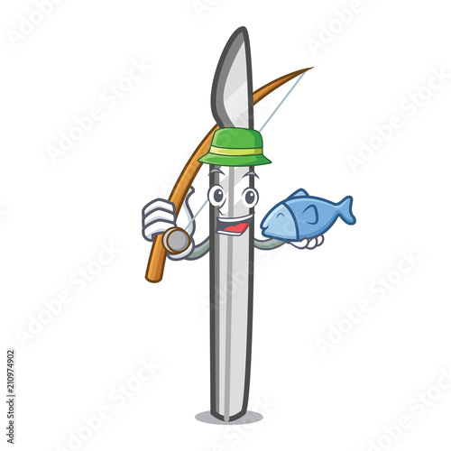 Fishing scalpel mascot cartoon style