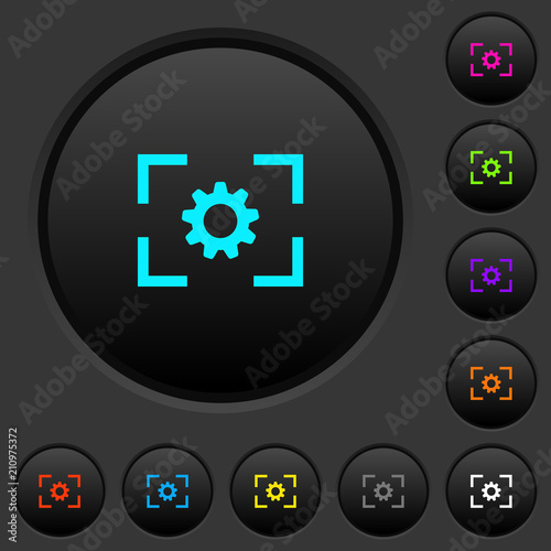 Camera setting dark push buttons with color icons