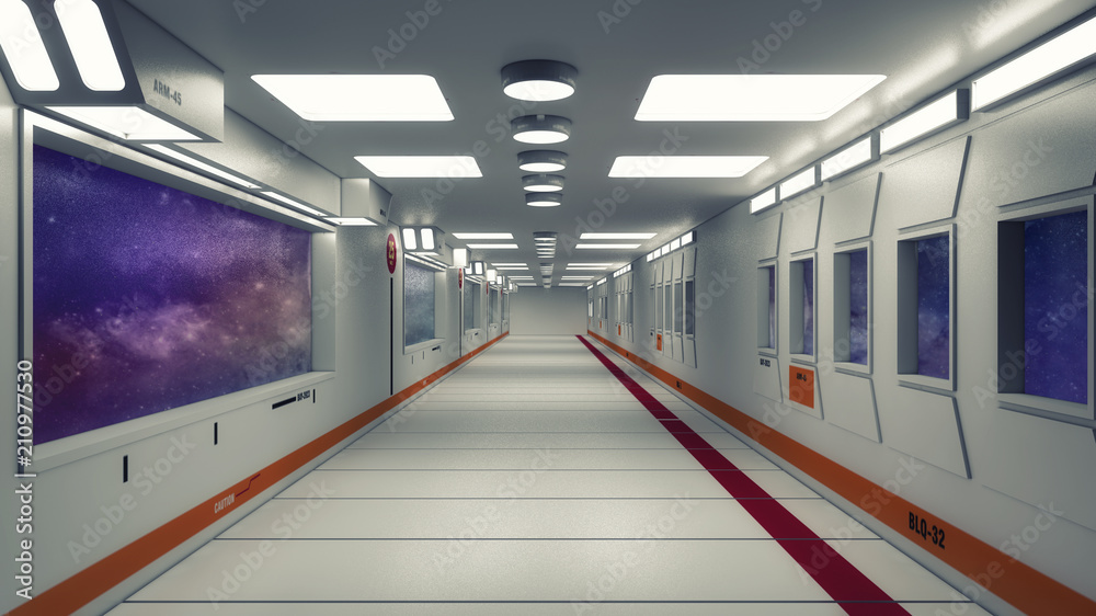 Fototapeta premium 3D render Interior and futuristic architecture design