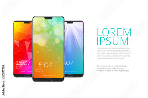 Smartphones realistic vector illustration.