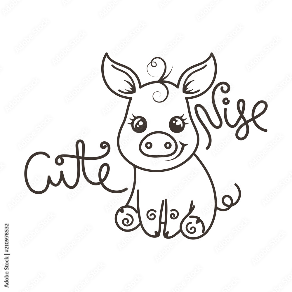 Greeting card with cute cartoon pig Greeting card with cute cartoon pig