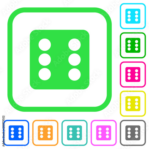 Dice six vivid colored flat icons