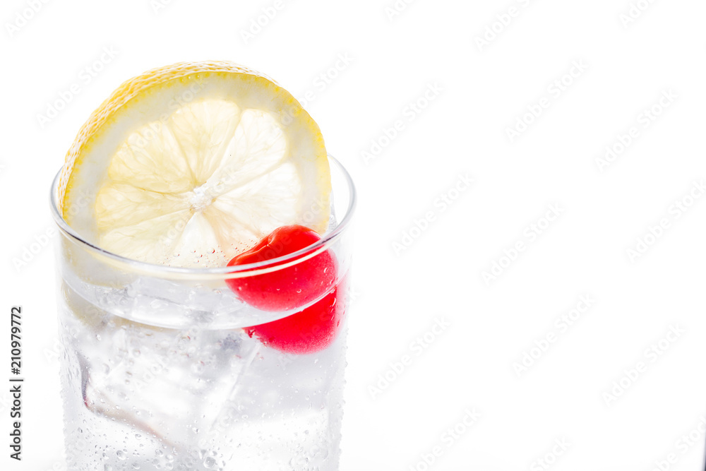 Classic Tom Collins cocktail isolated on white background. Copyspace Classic Tom Collins cocktail isolated on white background. Copyspace