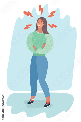 illustration of angry girl