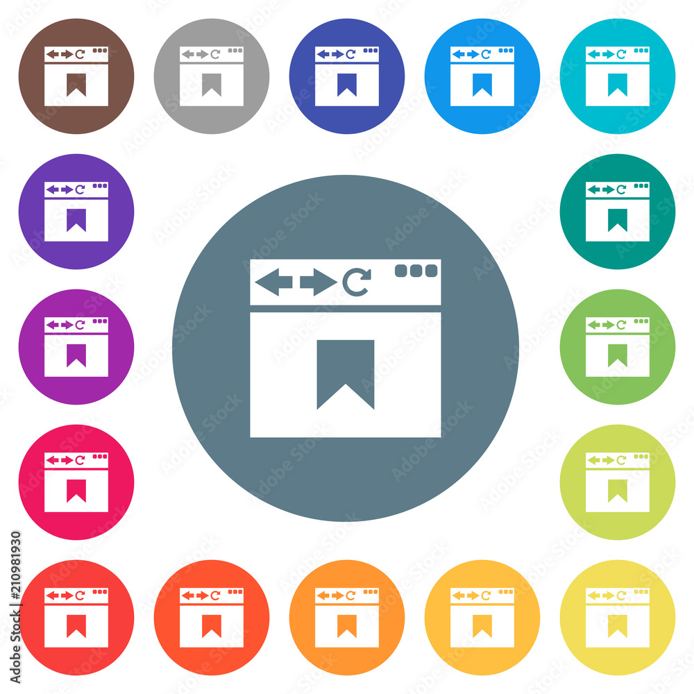 Browser bookmark flat white icons on round color backgrounds Browser bookmark flat white icons on round color backgrounds