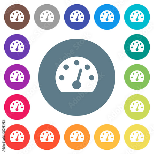 Dashboard flat white icons on round color backgrounds