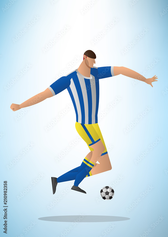 Abstract vector illustration of football player in action the ball