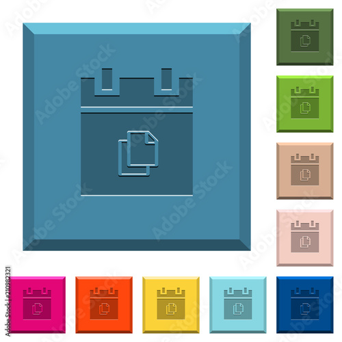Duplicate schedule item engraved icons on edged square buttons
