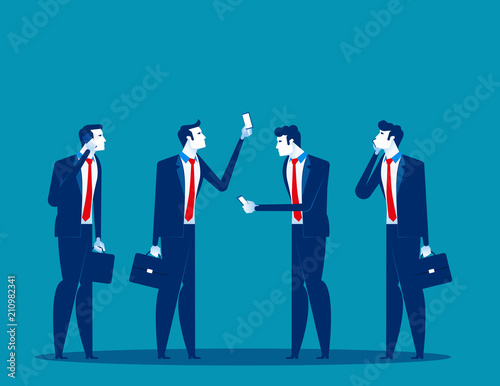 Business people and mobile users. Concept business technology vector illustration. Technology and smartphone, Communication.